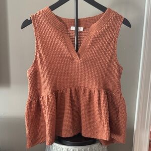 Mine Sleeveless Peplum Blouse - Rust